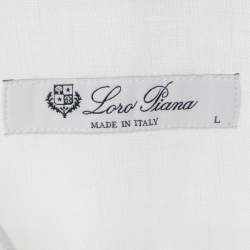 Pre Owned Loro Piana  White Linen Button Front Shirt L