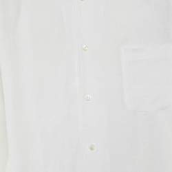 Pre Owned Loro Piana  White Linen Button Front Shirt L