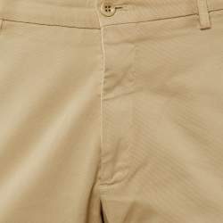 Pre Owned Loro Piana Beige Cotton Gabardine Trousers XXXL
