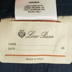 Pre Owned Loro Piana Blue Cotton Trouser M