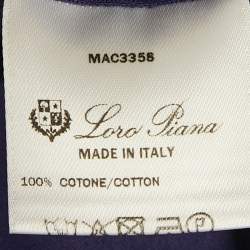 Pre Owned Loro Piana Navy Blue Cotton Long Sleeve Polo T-Shirt M