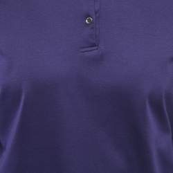 Pre Owned Loro Piana Navy Blue Cotton Long Sleeve Polo T-Shirt M