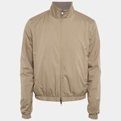 Pre Owned Loro Piana Grey/Green Nylon and Cashmere Reversible Windmate Jacket S