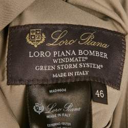Pre Owned Loro Piana Grey/Green Nylon and Cashmere Reversible Windmate Jacket S