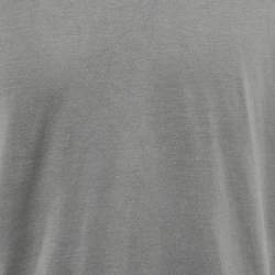 Pre Owned Loro Piana Grey Silk and Cotton Round Neck T-Shirt M