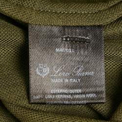 Pre Owned Loro Piana Olive Green Virgin Wool Crew Neck T-Shirt M
