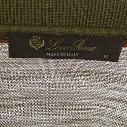 Pre Owned Loro Piana Olive Green Virgin Wool Crew Neck T-Shirt M