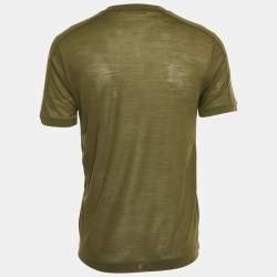 Pre Owned Loro Piana Olive Green Virgin Wool Crew Neck T-Shirt M