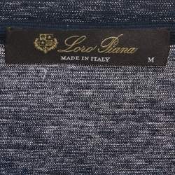 Pre Owned Loro Piana Navy Blue Cotton Round Neck T-Shirt M