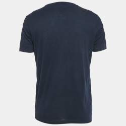 Pre Owned Loro Piana Navy Blue Cotton Round Neck T-Shirt M