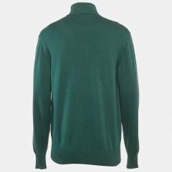 Pre Owned Loro Piana Teal Green Cotton Knit Cardigan XL