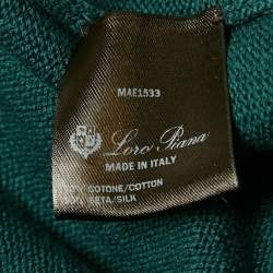 Pre Owned Loro Piana Teal Green Cotton Knit Cardigan XL