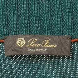 Pre Owned Loro Piana Teal Green Cotton Knit Cardigan XL