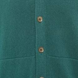 Pre Owned Loro Piana Teal Green Cotton Knit Cardigan XL