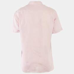 Pre Owned Loro Piana Pink Linen Short Sleeve Shirt M