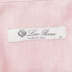 Pre Owned Loro Piana Pink Linen Short Sleeve Shirt M