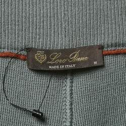 Pre Owned Loro Piana Grey Wool Knit Drawstring Trousers M