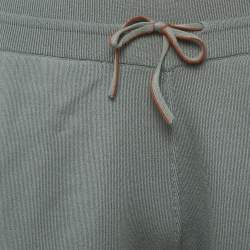 Pre Owned Loro Piana Grey Wool Knit Drawstring Trousers M
