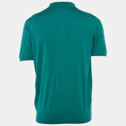 Pre Owned Loro Piana Teal Blue Zip-Up T-Shirt L