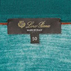 Pre Owned Loro Piana Teal Blue Zip-Up T-Shirt L