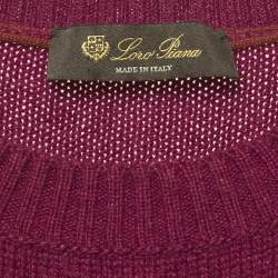 Pre Owned Loro Piana Burgundy Cashmere Knit Crewneck Sweater L