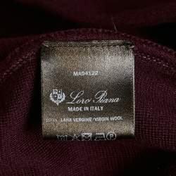 Pre Owned Loro Piana Burgundy Wool Knit Trousers M