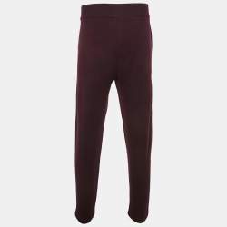 Pre Owned Loro Piana Burgundy Wool Knit Trousers M