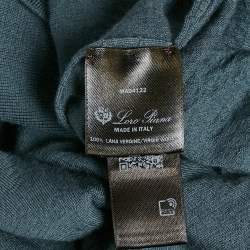 Pre Owned Loro Piana Smokey Green Wool Zip Up Polo T-Shirt L