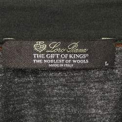 Pre Owned Loro Piana Olive Green Wool Polo T-Shirt L