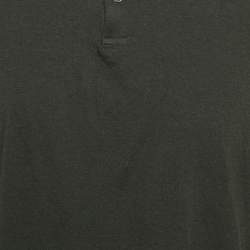 Pre Owned Loro Piana Olive Green Wool Polo T-Shirt L