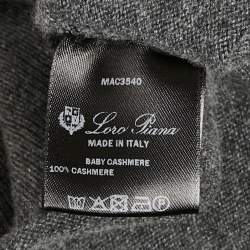 Pre Owned Loro Piana Grey Melange Cashmere Zip -Up Pullover XL