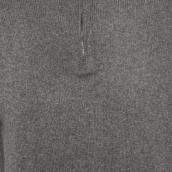 Pre Owned Loro Piana Grey Melange Cashmere Zip -Up Pullover XL