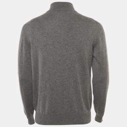 Pre Owned Loro Piana Grey Melange Cashmere Zip -Up Pullover XL