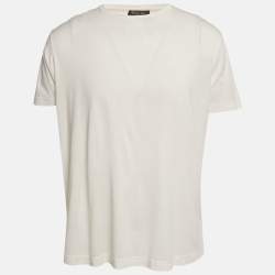 Pre Owned Loro Piana Off - White Silk & Cotton Knit T-Shirt XXL