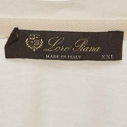 Pre Owned Loro Piana Off - White Silk & Cotton Knit T-Shirt XXL