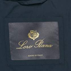 Pre Owned Loro Piana Navy Blue Synthetic Hooded Meleto Puffer Jacket L