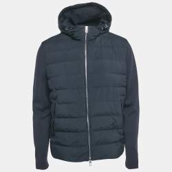 Pre Owned Loro Piana Navy Blue Synthetic Hooded Meleto Puffer Jacket L