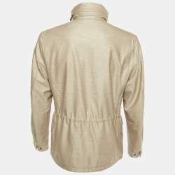 Pre Owned Loro Piana Beige Cashmere Storm System Hooded Field Jacket L