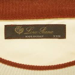 Pre Owned Loro Piana Beige Logo Applique Cotton Crew Neck T-Shirt XXS