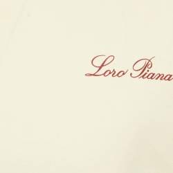 Pre Owned Loro Piana Beige Logo Applique Cotton Crew Neck T-Shirt XXS