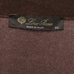 Pre Owned Loro Piana Brown Velvet Short Sleeve Polo T-Shirt XL