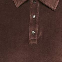 Pre Owned Loro Piana Brown Velvet Short Sleeve Polo T-Shirt XL