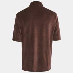 Pre Owned Loro Piana Brown Velvet Short Sleeve Polo T-Shirt XL