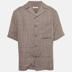 Pre Owned Loro Piana White / Burgundy Checkered Linen Federico Shirt L