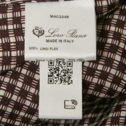 Pre Owned Loro Piana White / Burgundy Checkered Linen Federico Shirt L