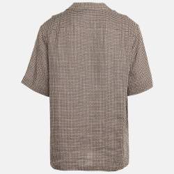 Pre Owned Loro Piana White / Burgundy Checkered Linen Federico Shirt L