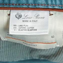 Pre Owned Loro Piana Teal Green Denim Relaxed Fit Jeans XL Waist 39" 