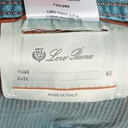 Pre Owned Loro Piana Teal Green Denim Relaxed Fit Jeans XL Waist 39" 