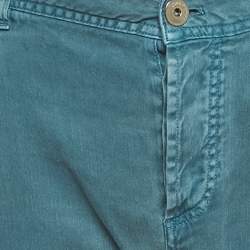 Pre Owned Loro Piana Teal Green Denim Relaxed Fit Jeans XL Waist 39" 