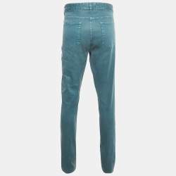 Pre Owned Loro Piana Teal Green Denim Relaxed Fit Jeans XL Waist 39" 